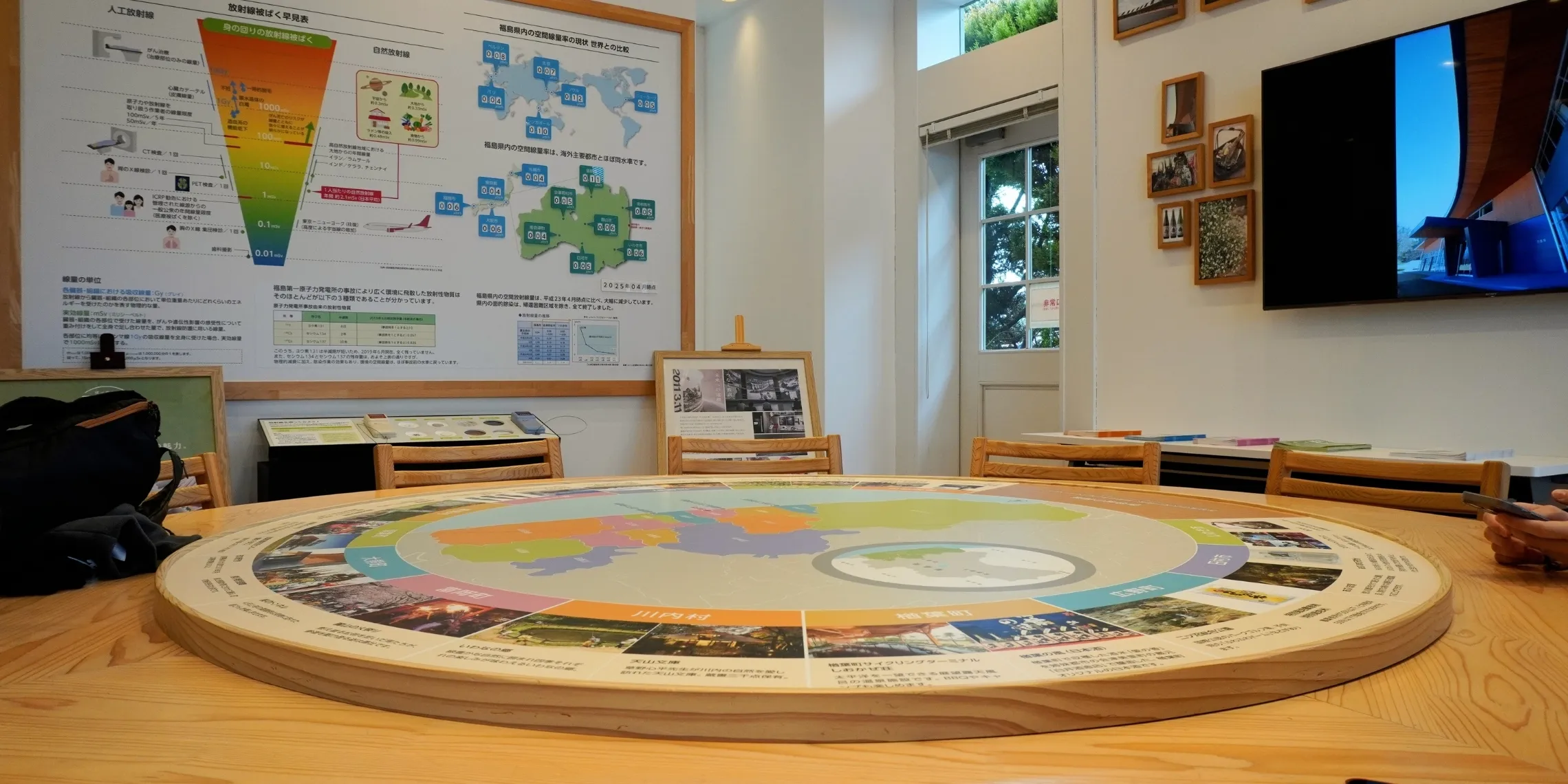 Lagebesprechungstisch im TEPCO Decommissioning Archive Center in Tomioka, Japan