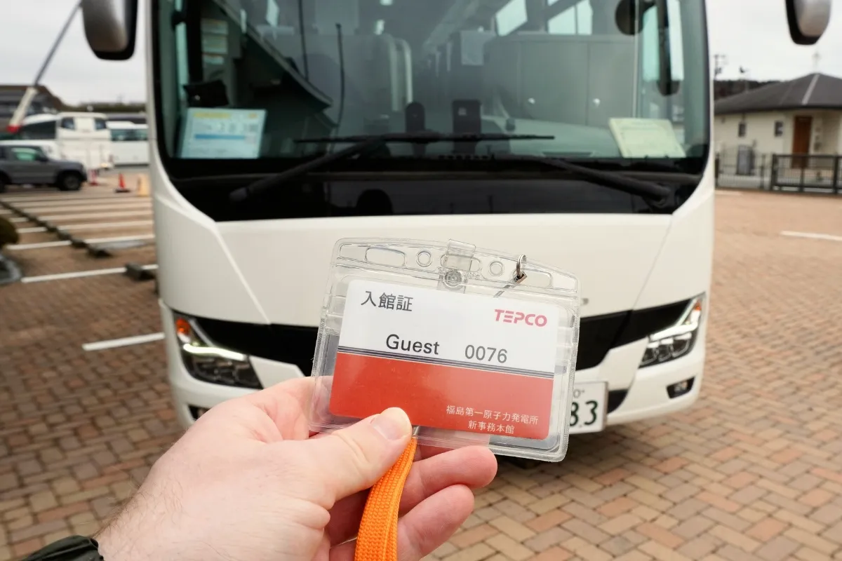 Der Visitor Badge für das Atomkraftwerk Fukushima, den Besucher erhalten